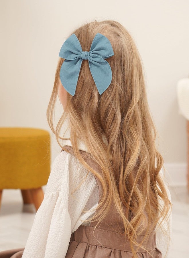doboi 8PCS Baby Girls Hair Clips Fable Hair Bows Cotton Linen Bows for Girls Hair Accessories for Baby Toddlers Kids Child - Image 5